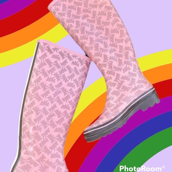 Y2K Juicy Couture PINK SCOTTIE DOG WELLIES TALL SAMMY RAIN BOOTS 9 WELLINGTON - Picture 10 of 14
